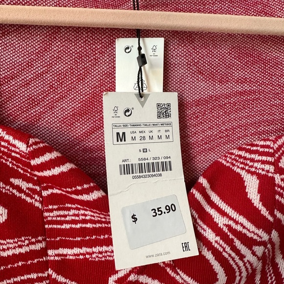 ZARA Red and White Marble Dress - Picture 6 of 6